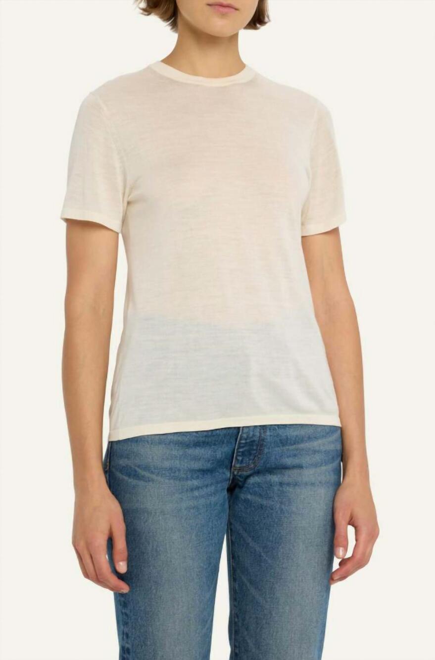 NEW NILI LOTAN kimena crew neck short sleeve sweater in ivory